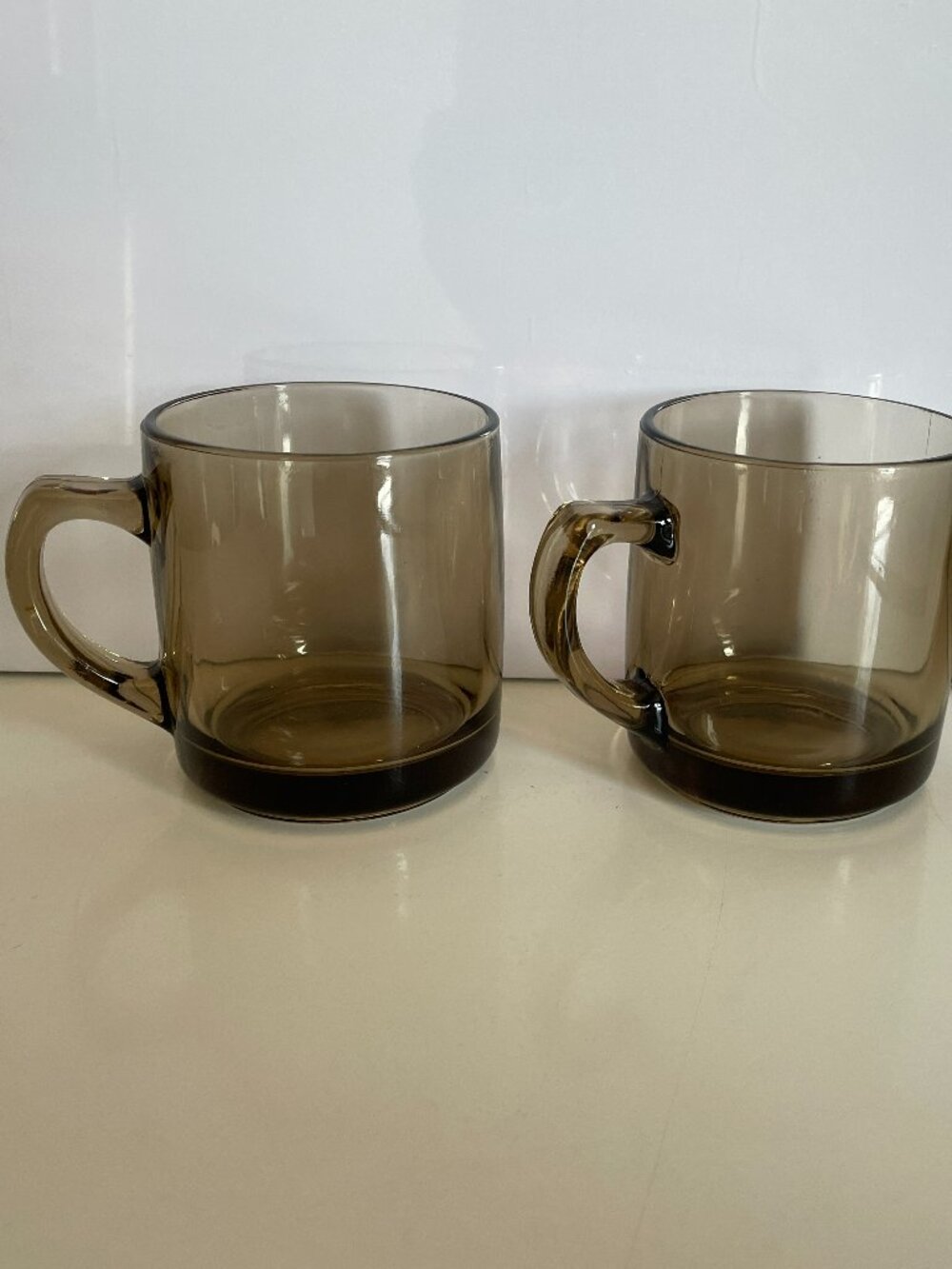 2 Tawny Glass Coffee Mugs - Vintage Libbey